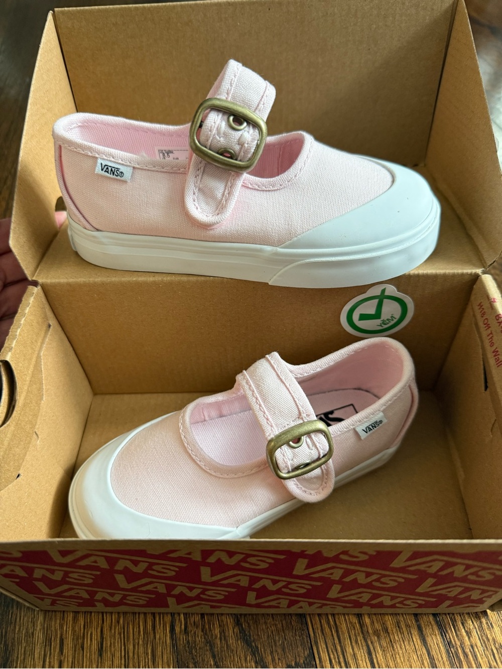 Vans Kids Pink Canvas Mary Jane Sneakers with Buckle